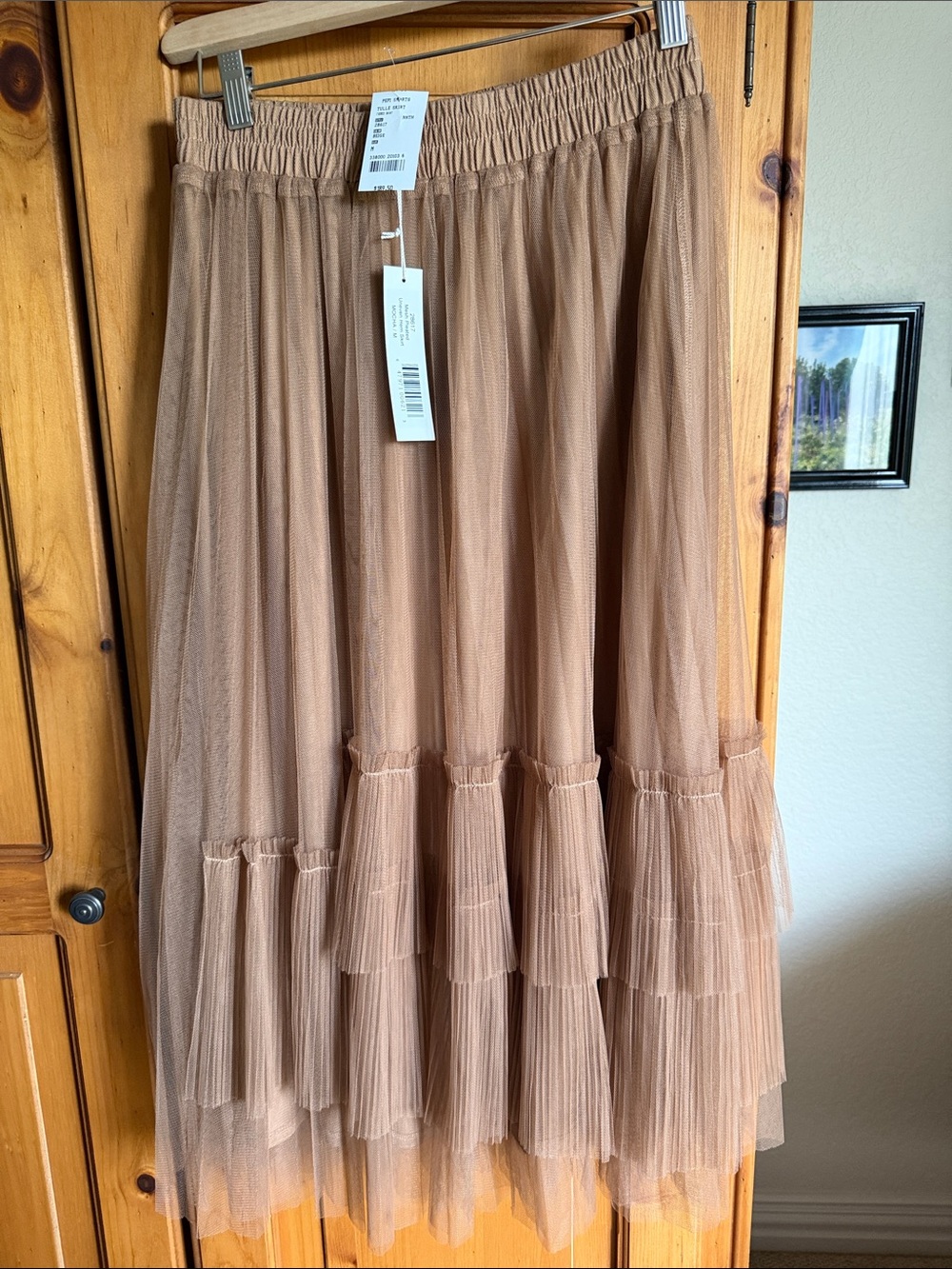 Women's Tiered Tulle Skirt - Camel